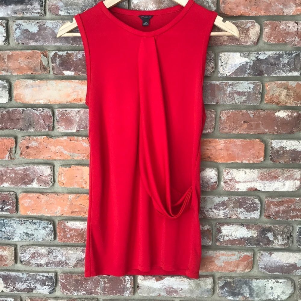 Ann Taylor Red Draped Sleeveless Tank